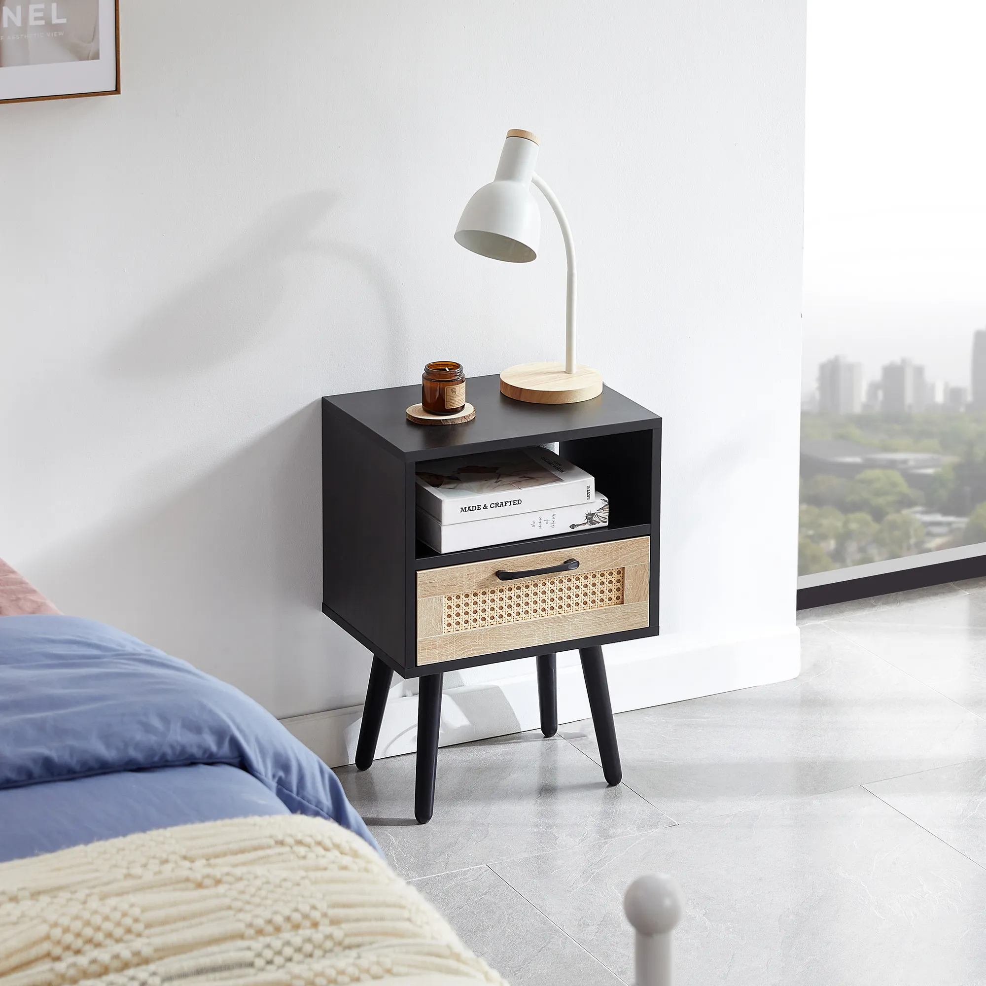 Modern Rattan Side Table with Storage Modern Rattan Side Table with Storage