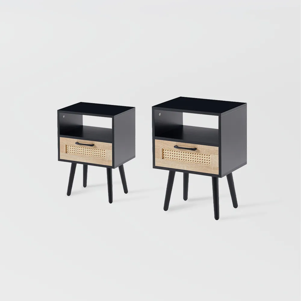 Modern Rattan Side Table with Storage Modern Rattan Side Table with Storage