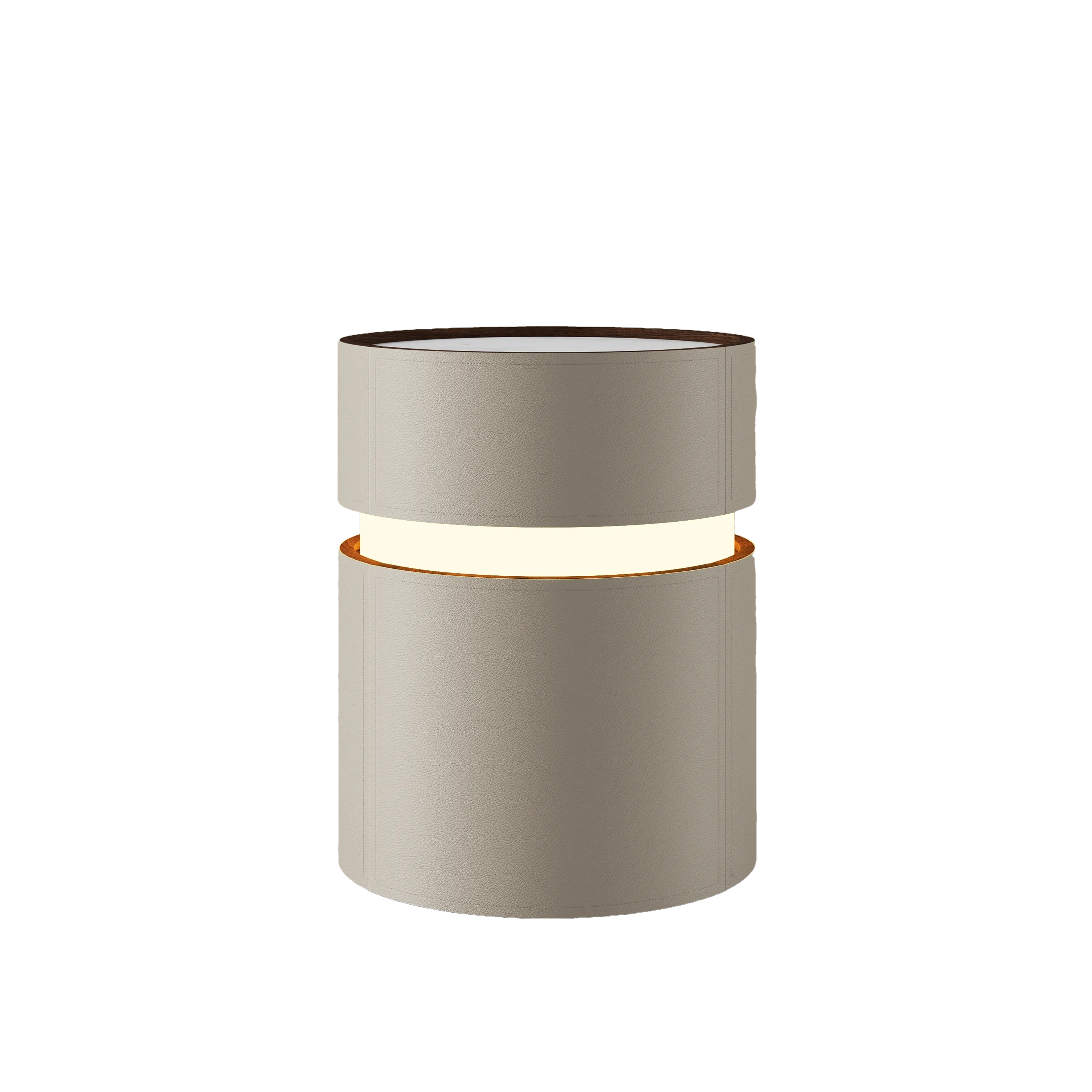 Modern Round LED Side Table with Drawers