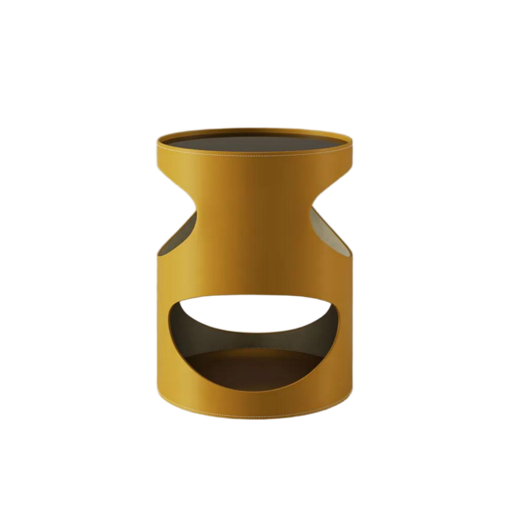 Modern Orange Side Table with Flowing Hollow Design Modern Orange Side Table with Flowing Hollow Design