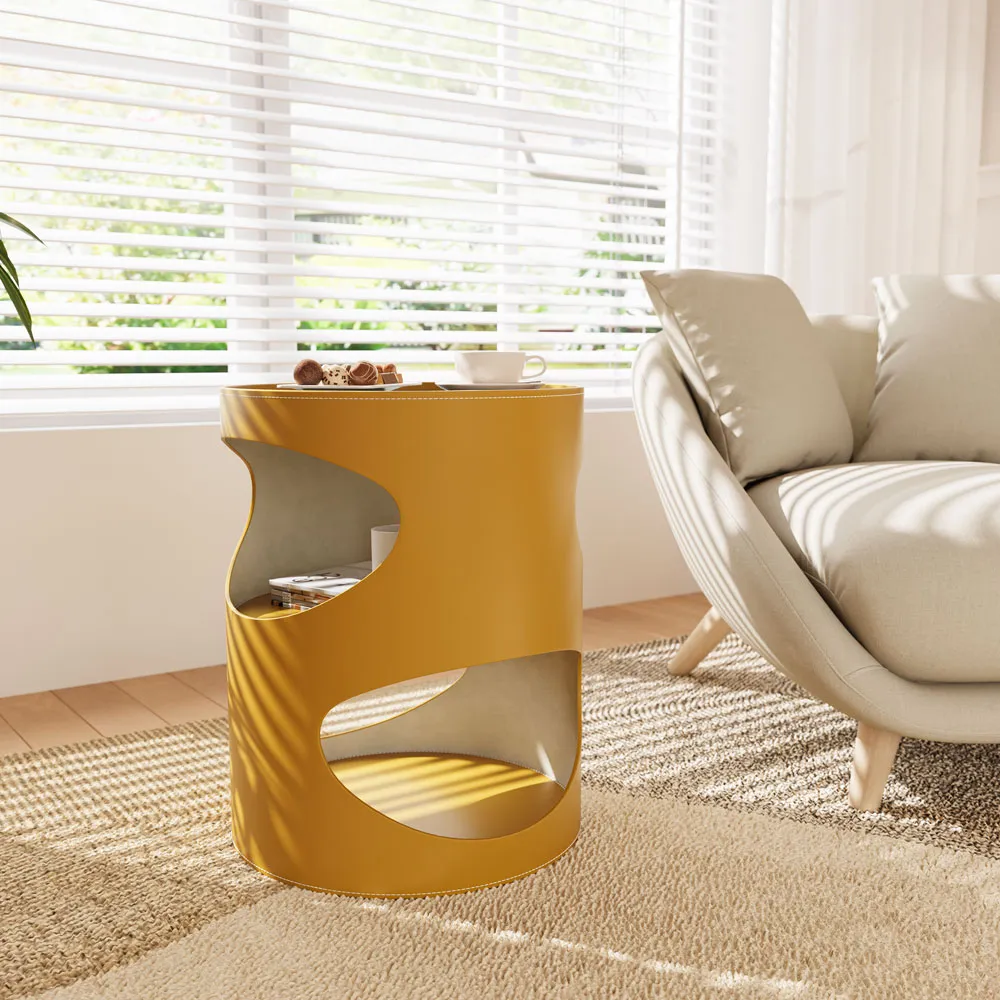 Modern Orange Side Table with Flowing Hollow Design Modern Orange Side Table with Flowing Hollow Design