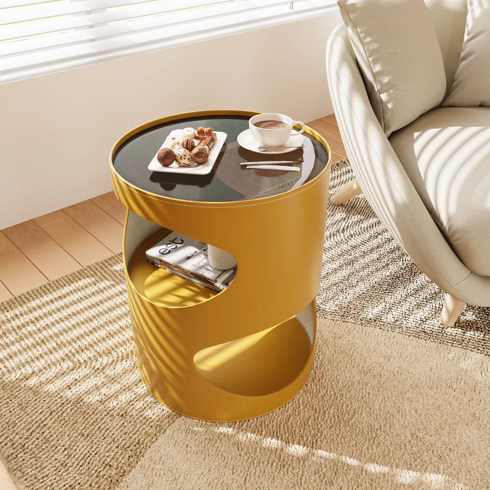 Modern Orange Side Table with Flowing Hollow Design Modern Orange Side Table with Flowing Hollow Design