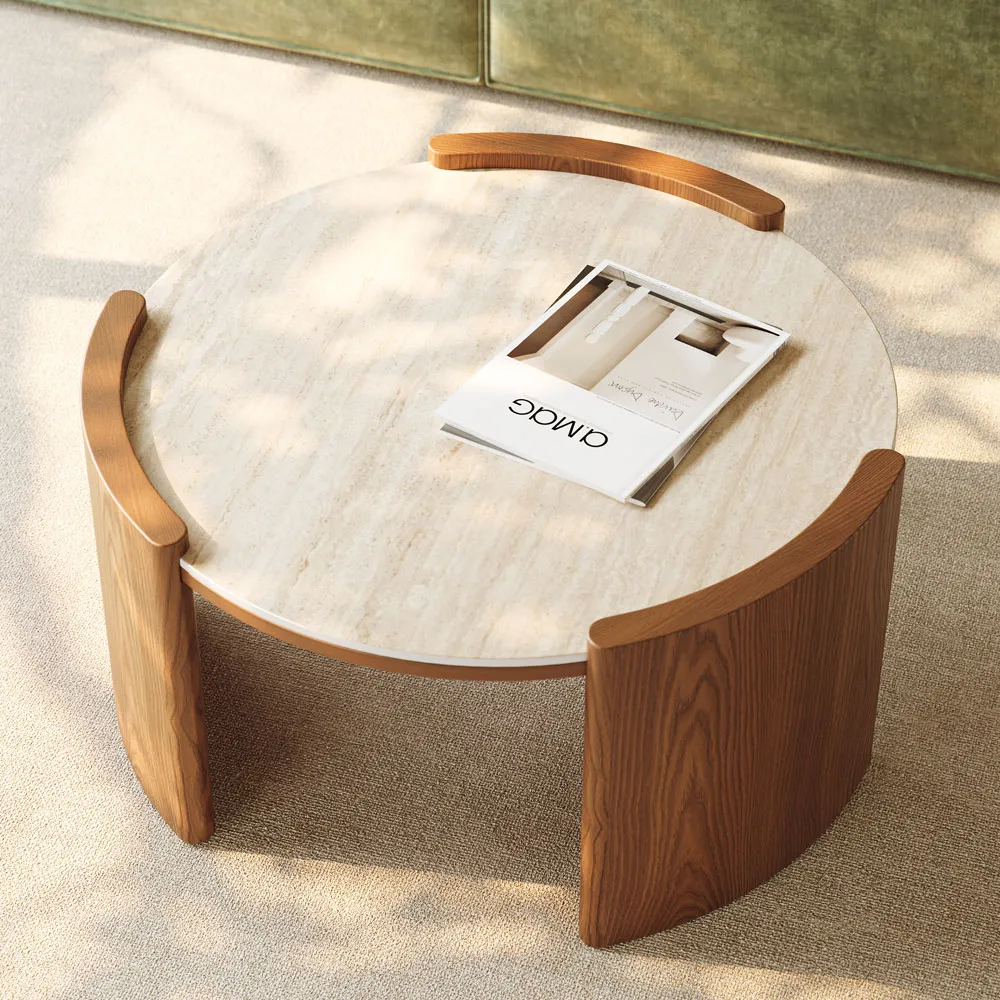 2026050708500349 Round Matte Sintered Stone Coffee Table