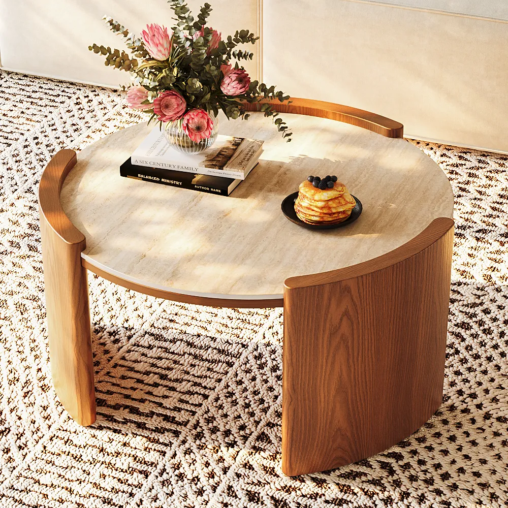 Round Matte Sintered Stone Coffee Table Round Matte Sintered Stone Coffee Table