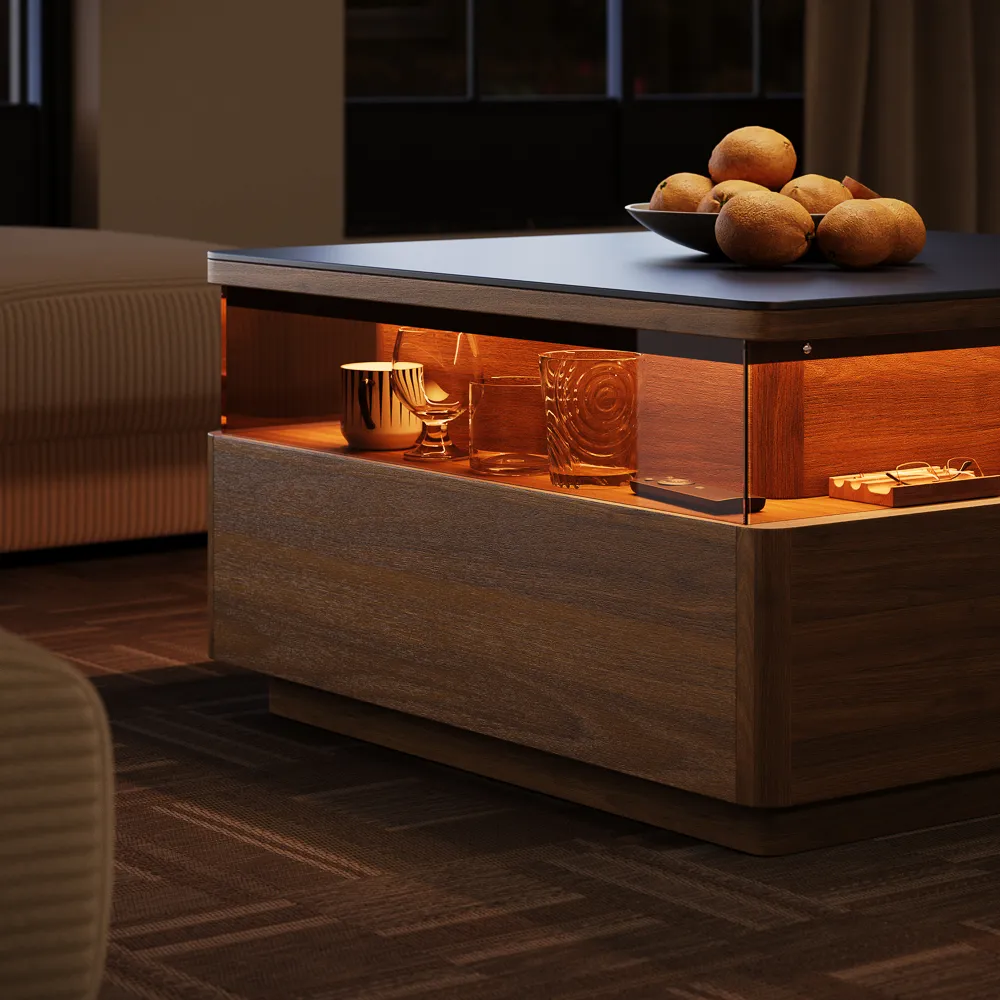 Square LED Coffee Table with Storage