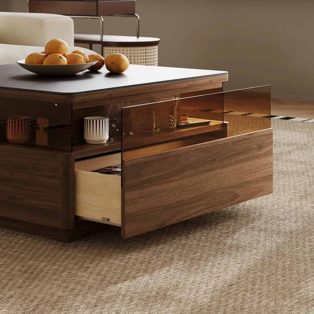 Square LED Coffee Table with Storage