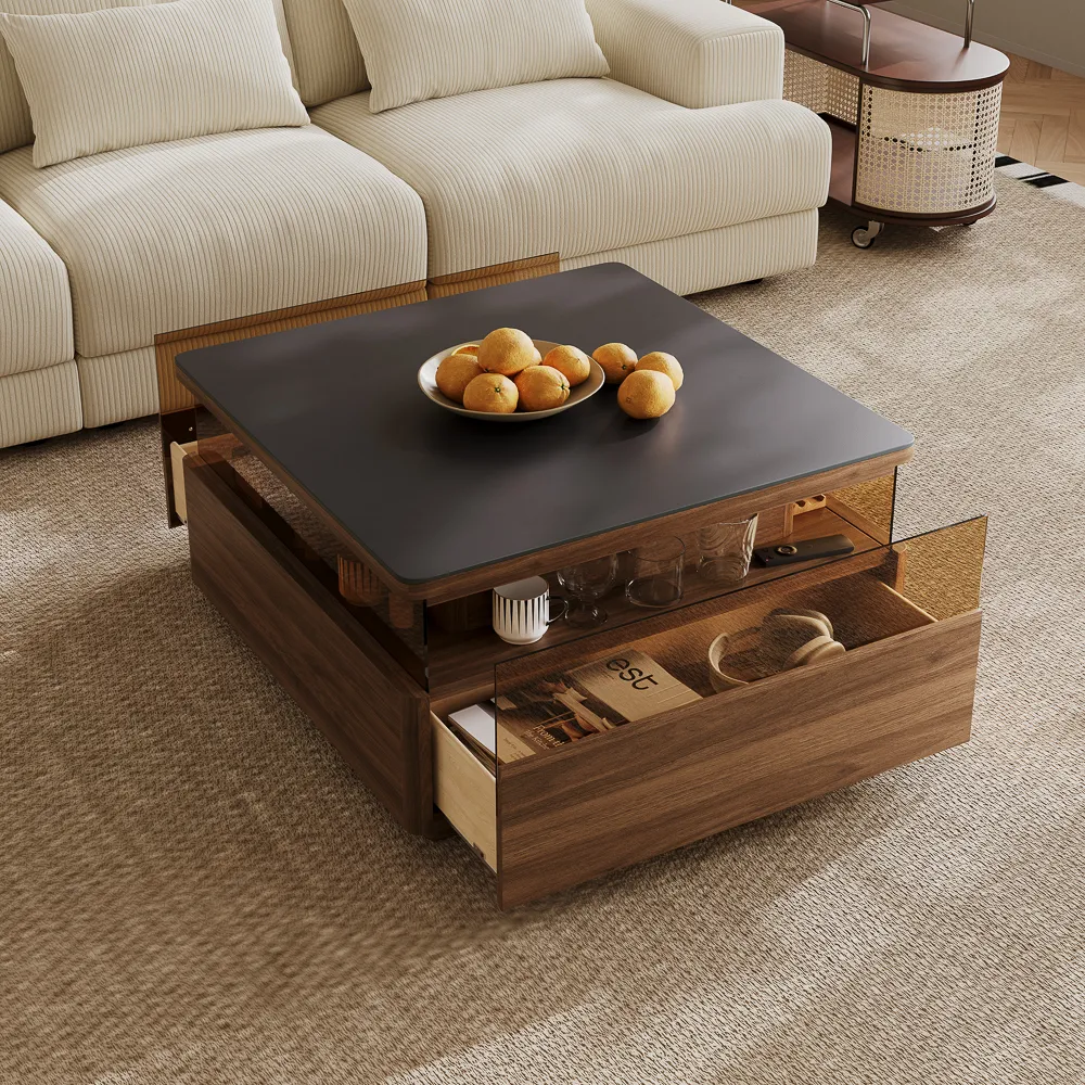 Square LED Coffee Table with Storage