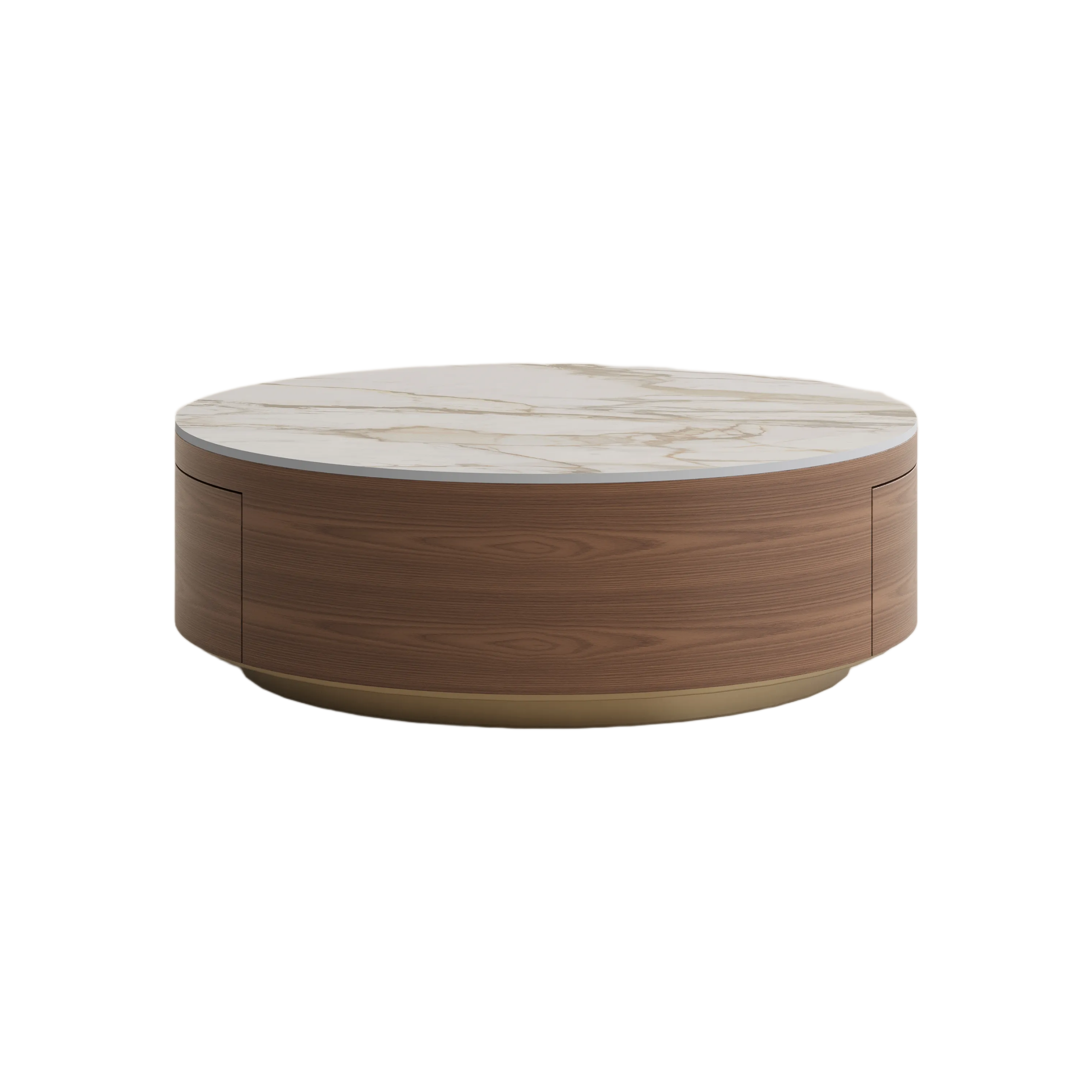 Round Drum Sintered Stone Coffee Table with Storage