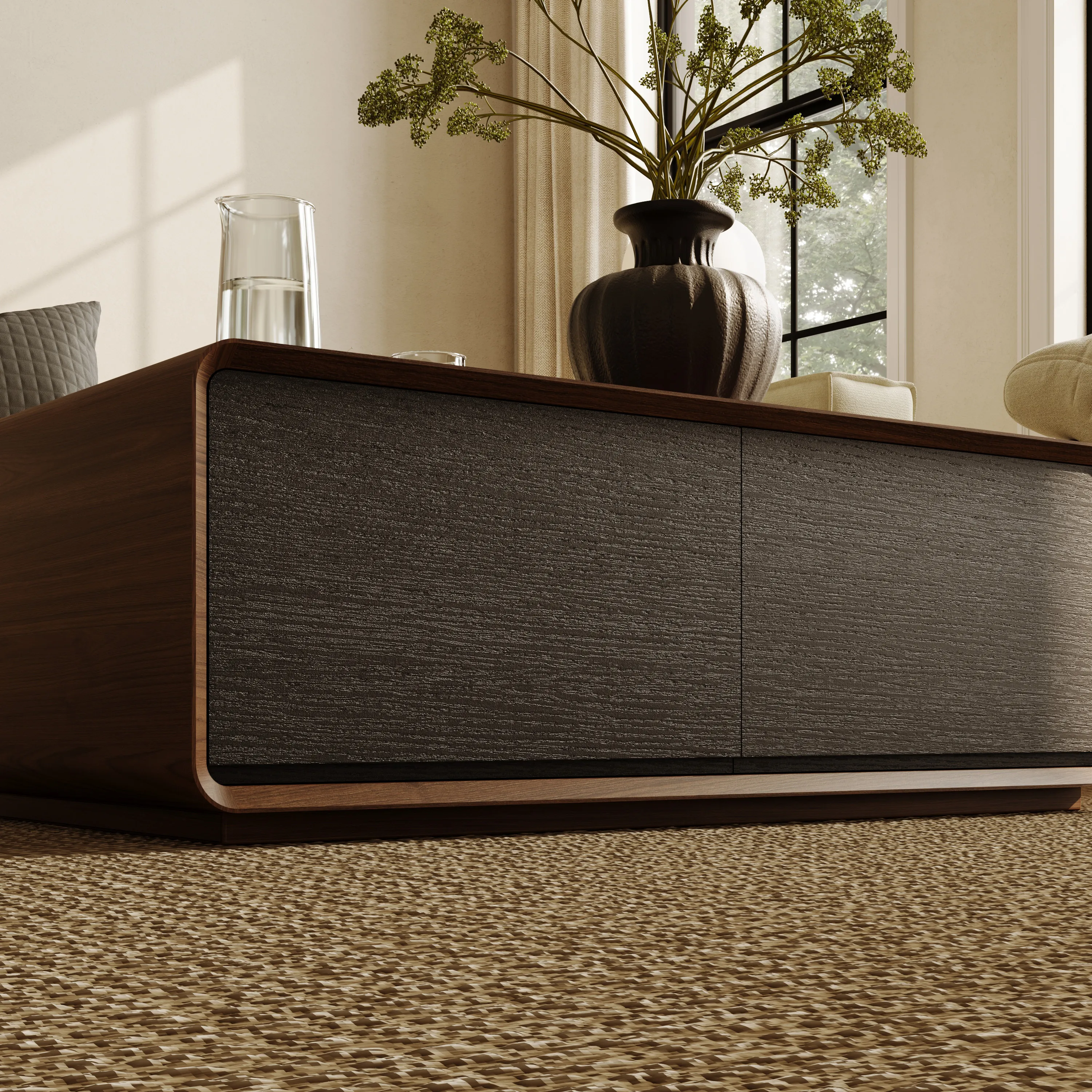 Rectangular Wood Coffee Table with Storage