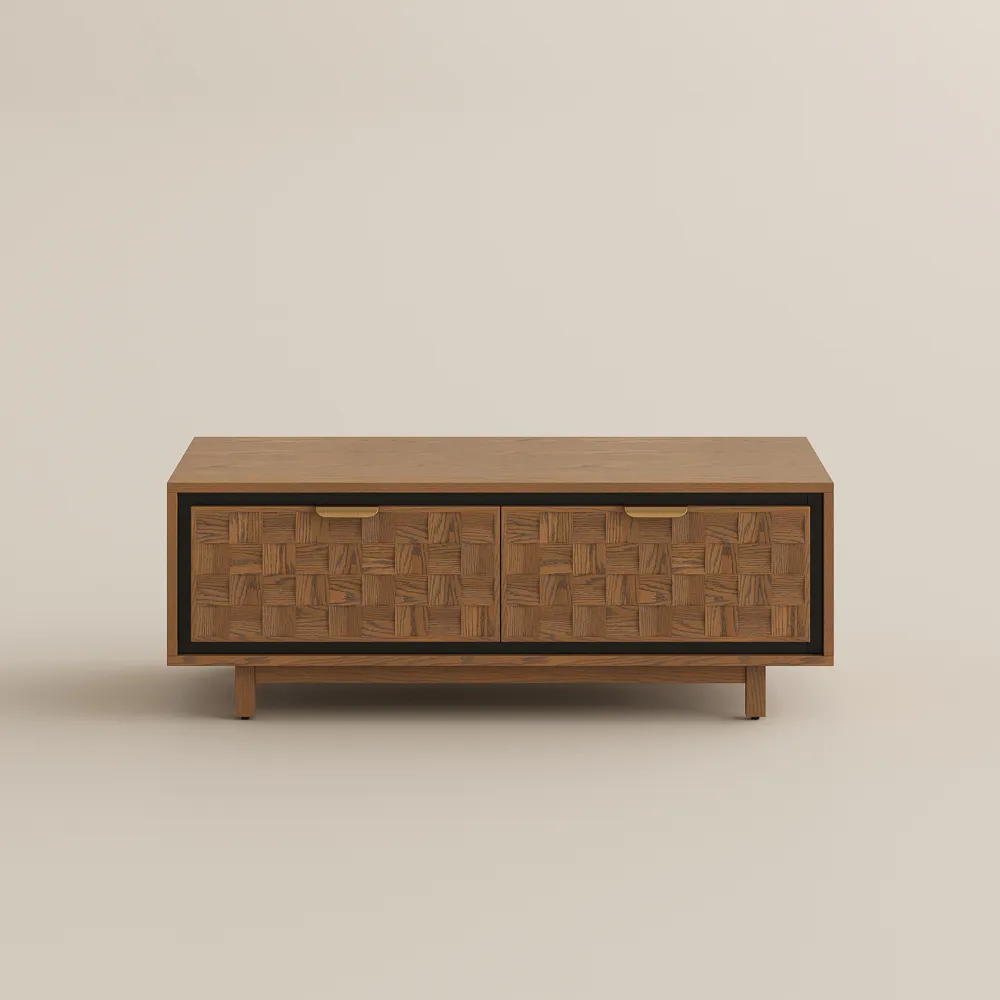Vintage Waffle Coffee Table with Storage