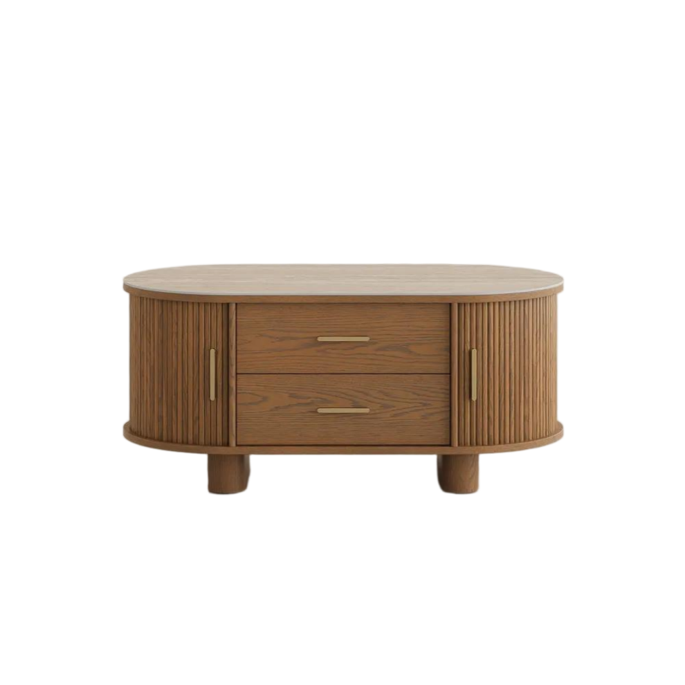 Oval Coffee Table with Sintered Stone Top