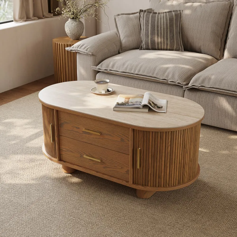 Oval Coffee Table with Sintered Stone Top Oval Coffee Table with Sintered Stone Top