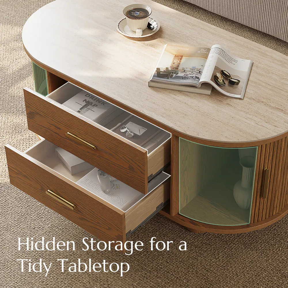 Oval Coffee Table with Sintered Stone Top Oval Coffee Table with Sintered Stone Top