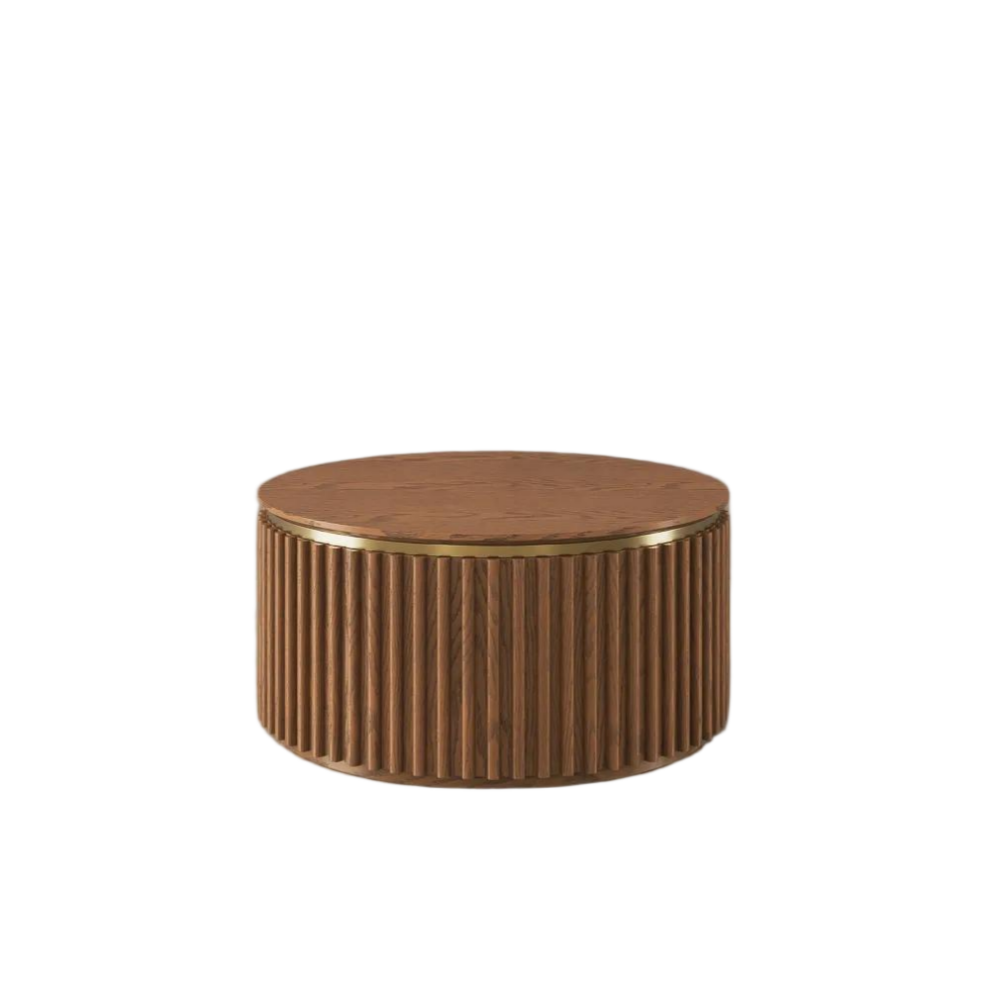 Round Fluted Coffee Table with Storage