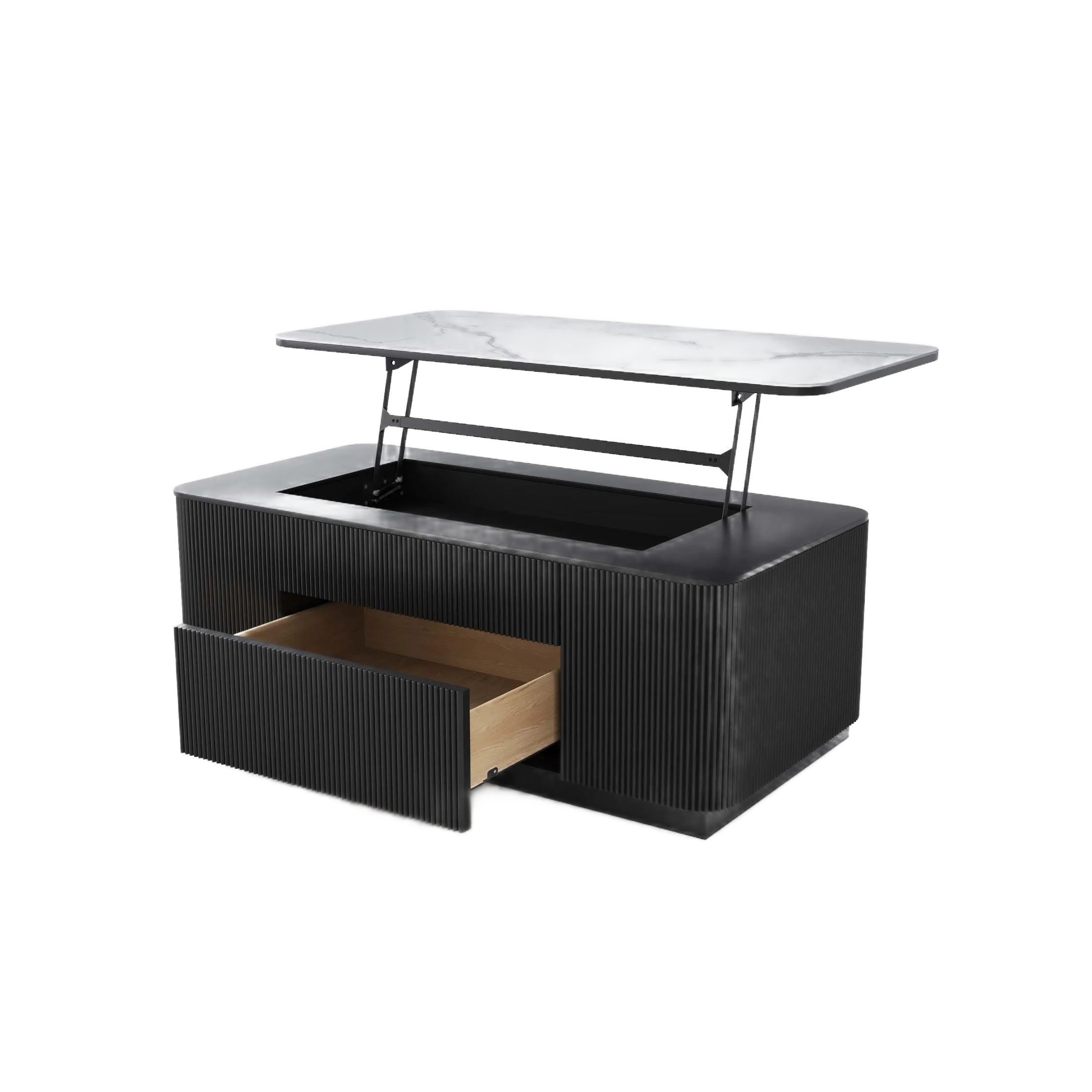 Lifting Top Rectangular Fluted Coffee Table