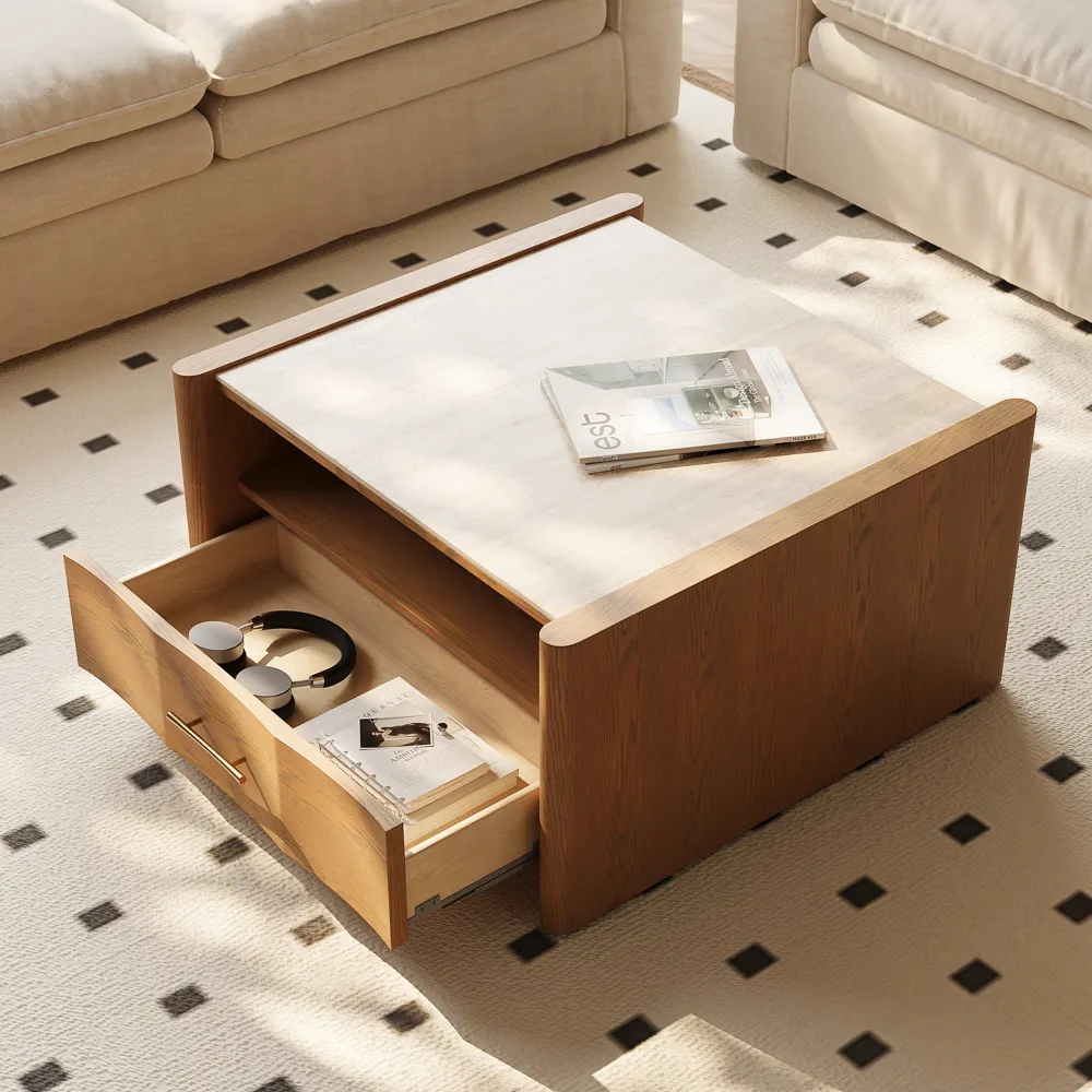 Mid-Century Coffee Table with Travertine Slabs Mid-Century Coffee Table with Travertine Slabs