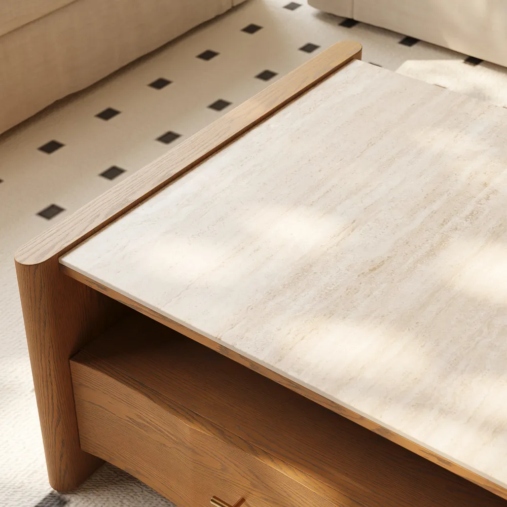 Mid-Century Coffee Table with Travertine Slabs Mid-Century Coffee Table with Travertine Slabs