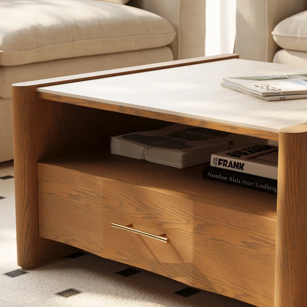 Mid-Century Coffee Table with Travertine Slabs Mid-Century Coffee Table with Travertine Slabs