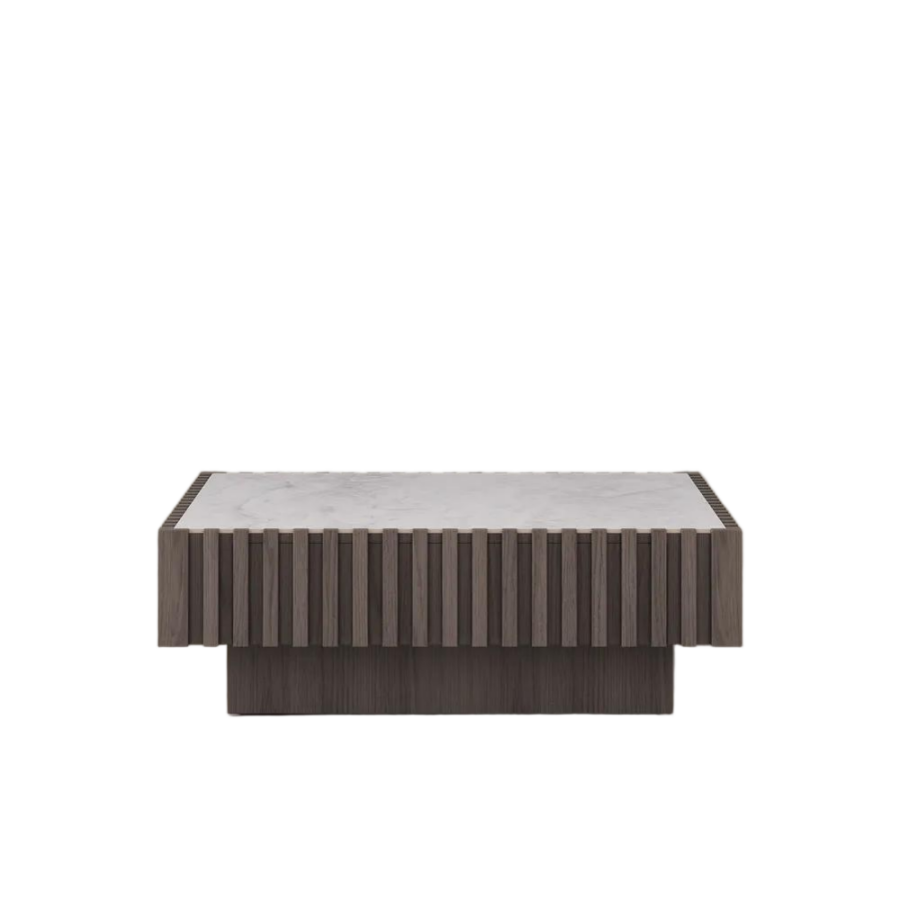 Mid-Century Modern Square Coffee Table with Slatted Design Mid-Century Modern Square Coffee Table with Slatted Design