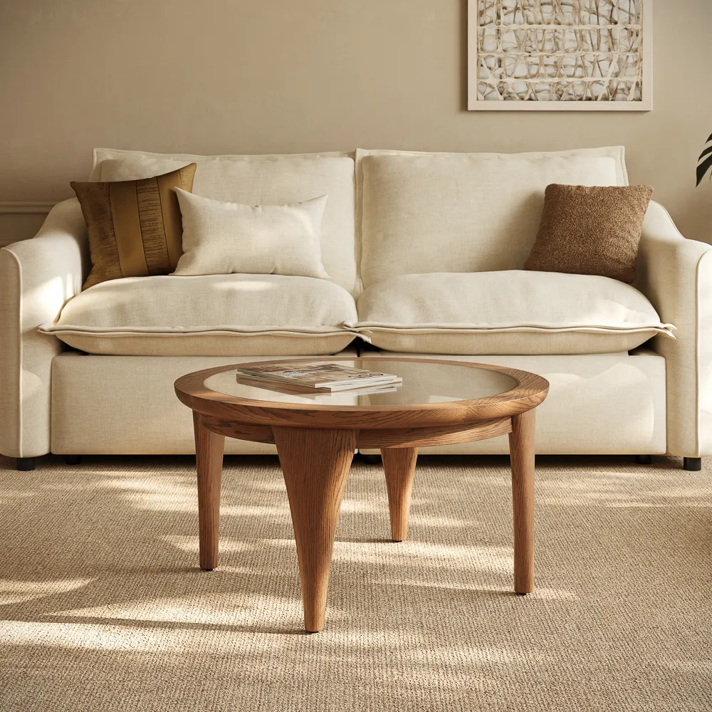 Minimalist glass coffee table