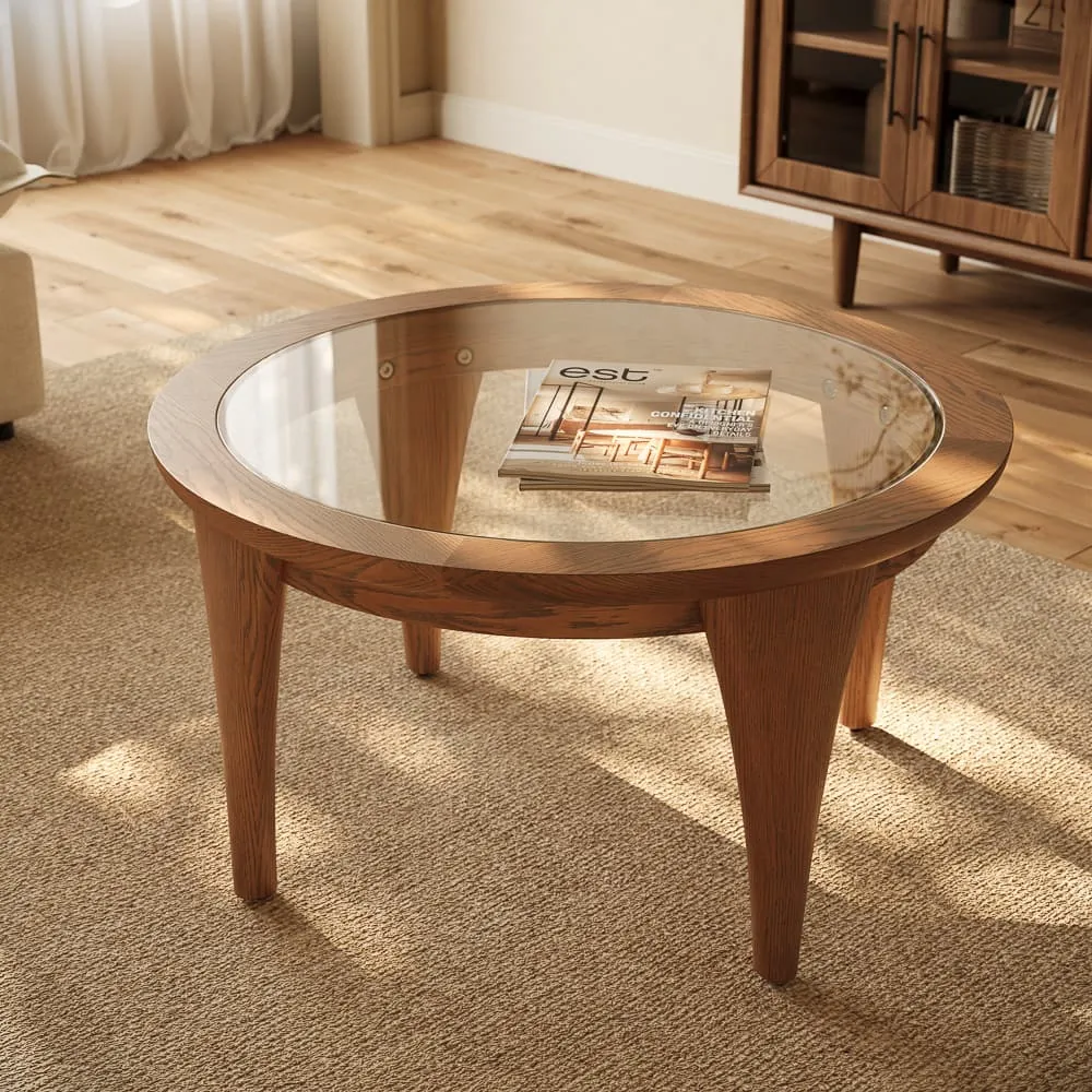 Minimalist glass coffee table