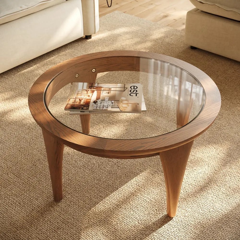 Minimalist glass coffee table