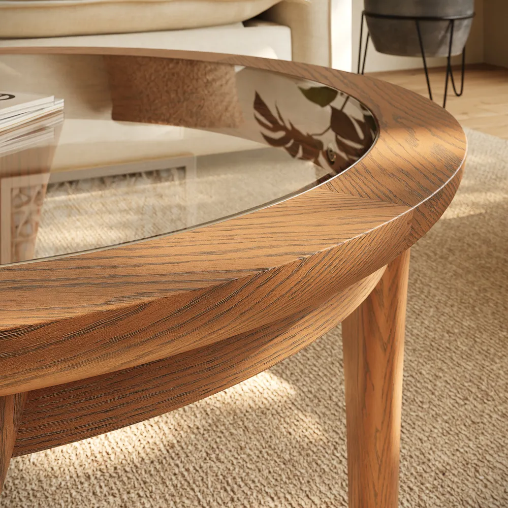 Minimalist glass coffee table