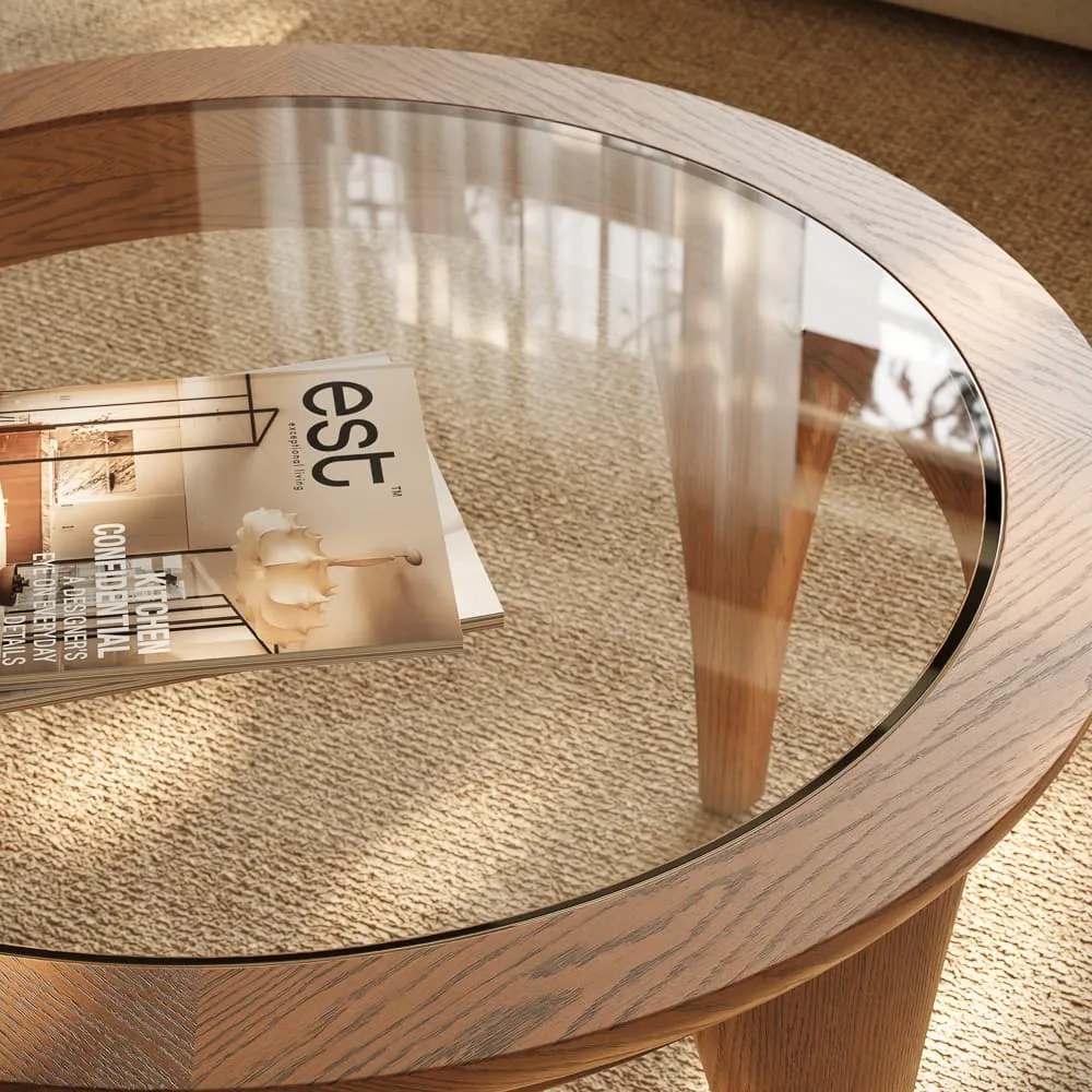 Minimalist glass coffee table