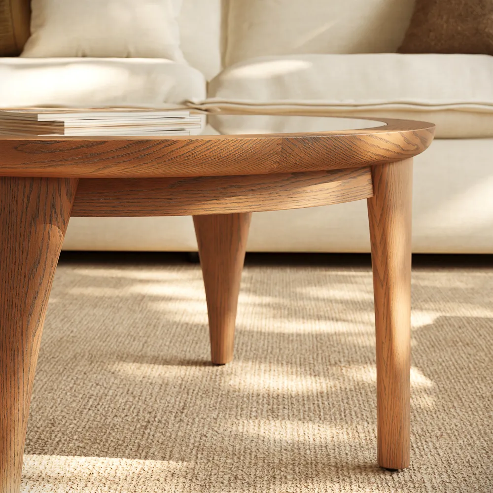 Minimalist glass coffee table