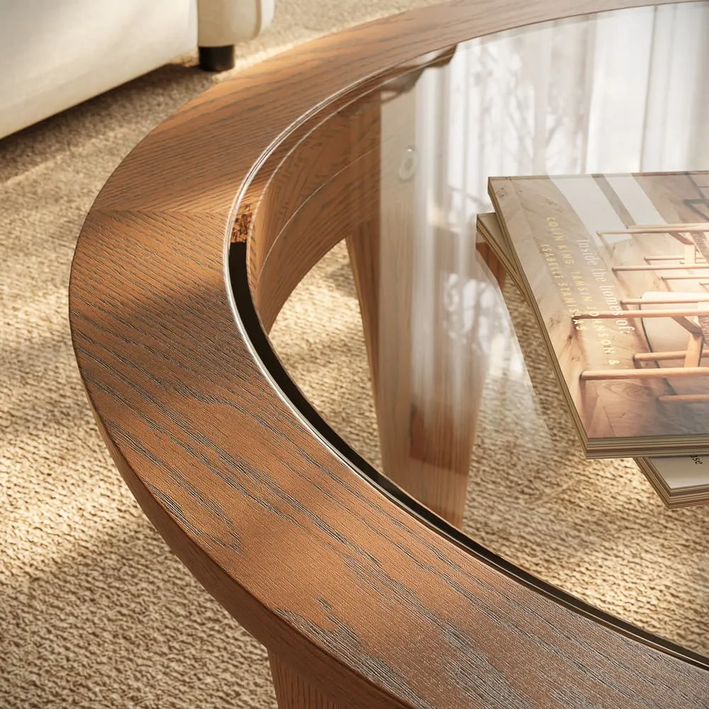 Minimalist glass coffee table
