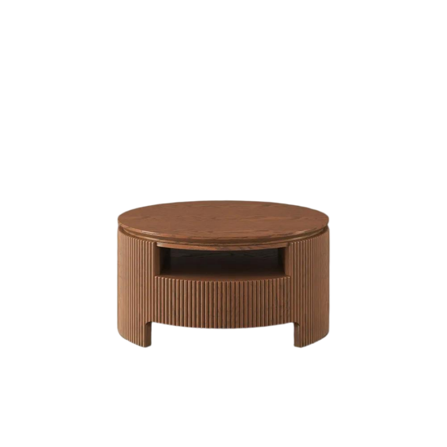 Round Fluted Coffee Table with Open Shelf Round Fluted Coffee Table with Open Shelf