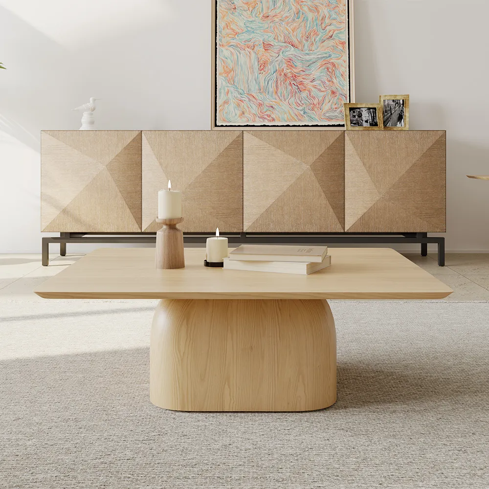 Rectangular Natural Solid Wood Coffee Table