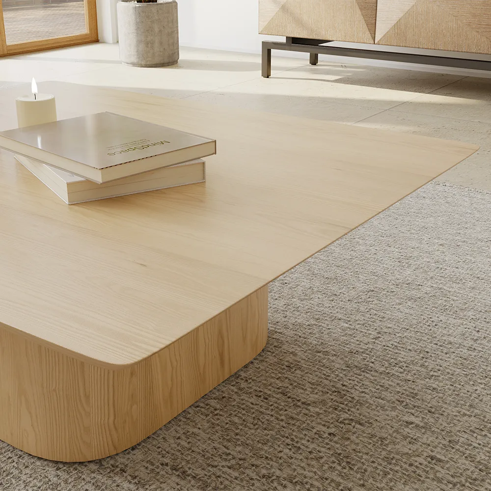 Rectangular Natural Solid Wood Coffee Table