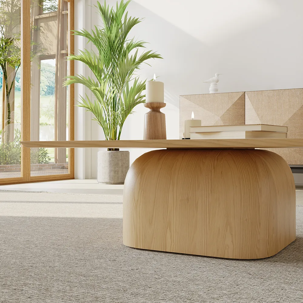 Rectangular Natural Solid Wood Coffee Table