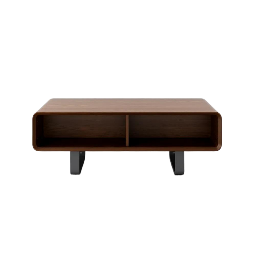 Mid-Century Modern Rectangular Coffee Table with Open Storage