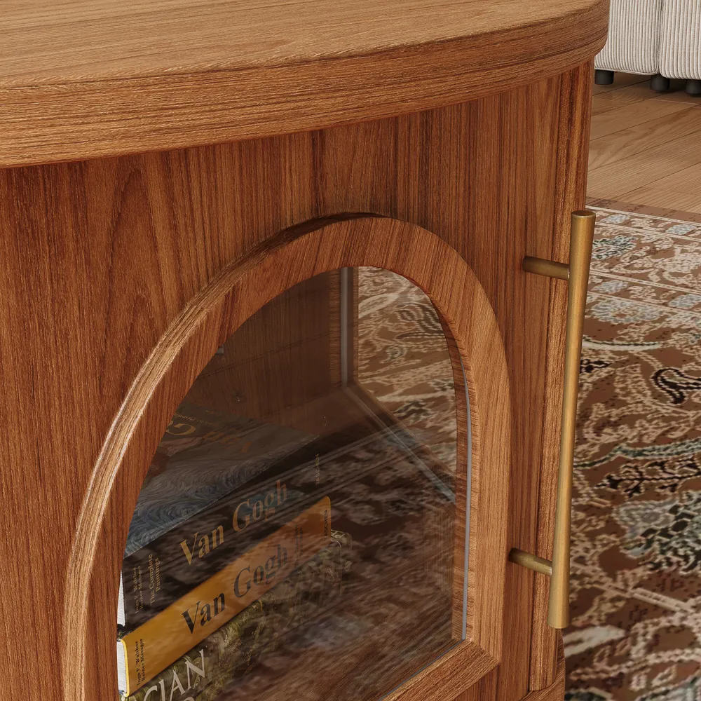 Mid-Century Wooden Round Drum Coffee Table Mid-Century Wooden Round Drum Coffee Table