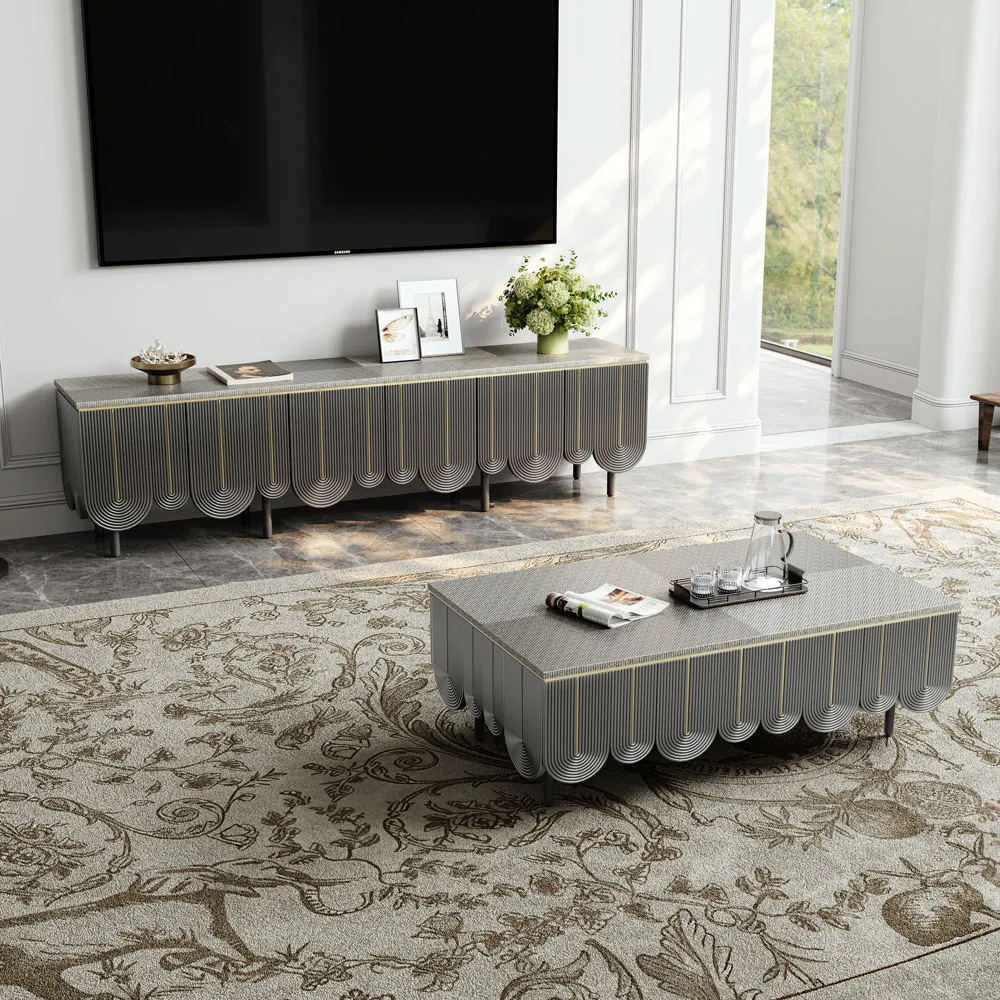 Modern Rectangle Coffee Table with Storage Drawers