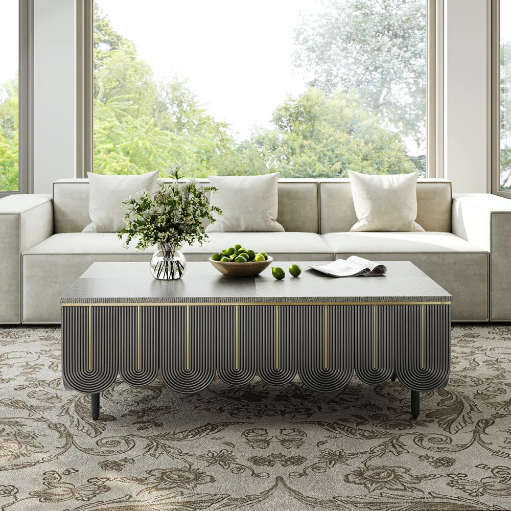 Modern Rectangle Coffee Table with Storage Drawers