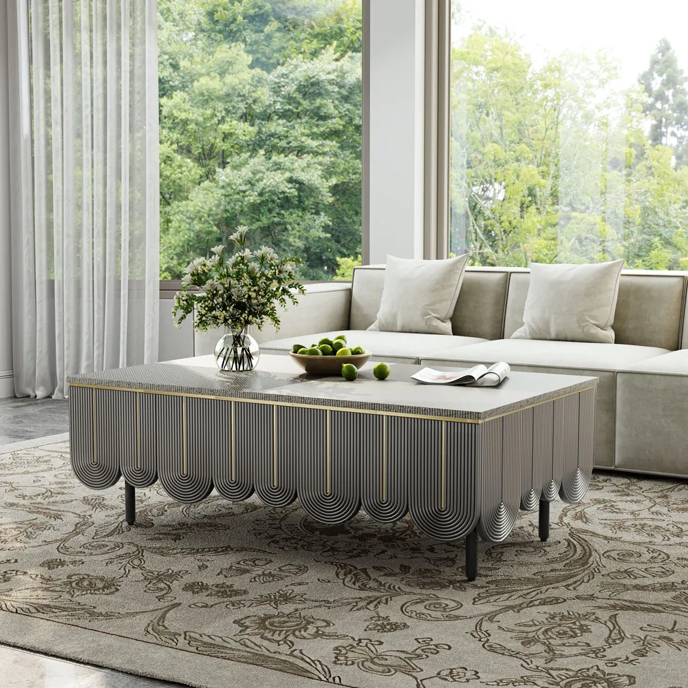 Modern Rectangle Coffee Table with Storage Drawers