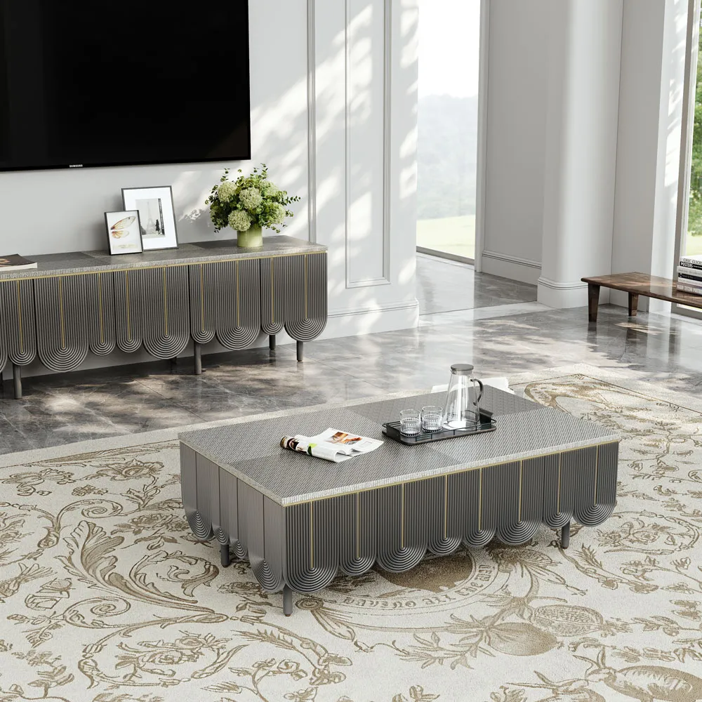 Modern Rectangle Coffee Table with Storage Drawers
