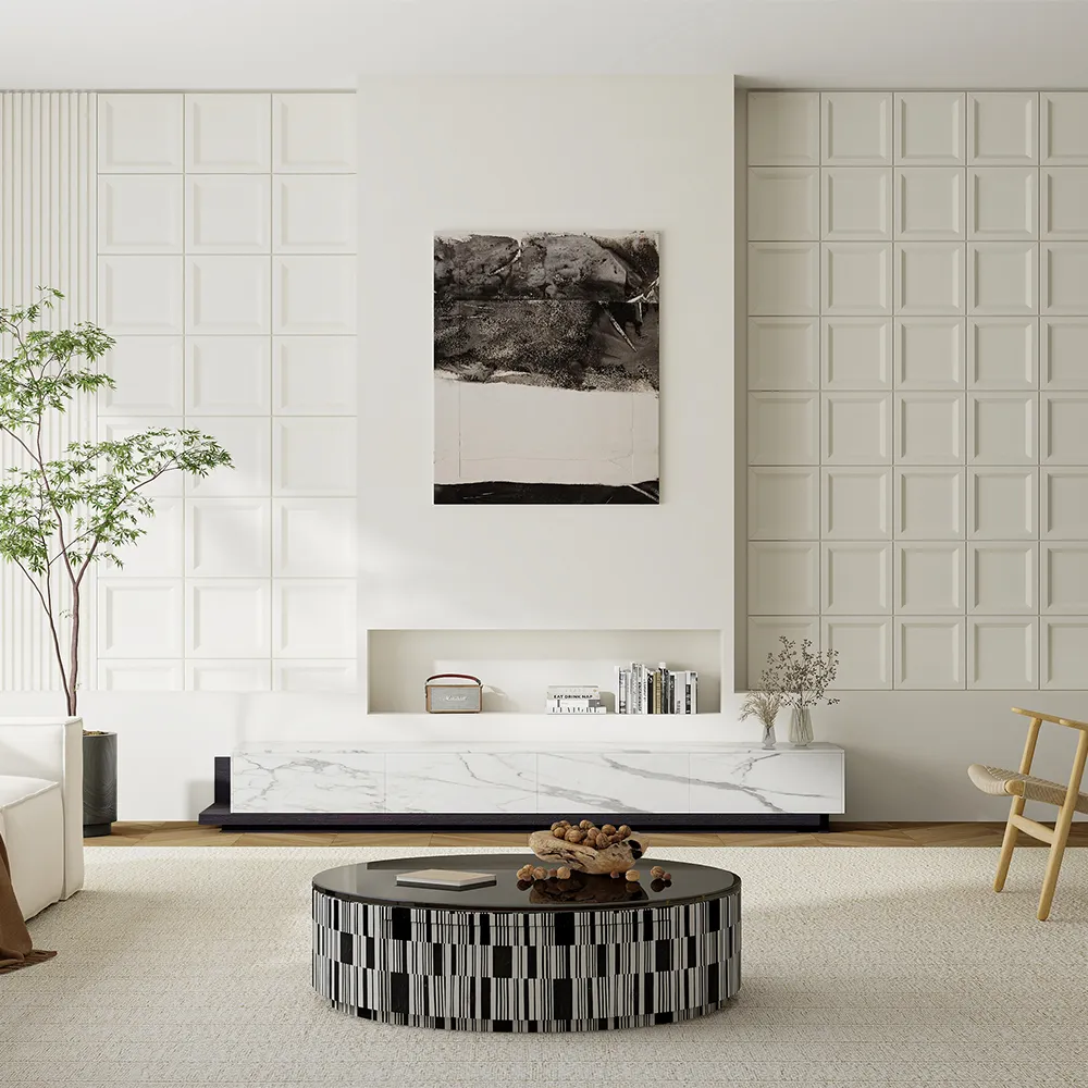 Modern Minimalist Round Black Coffee Table