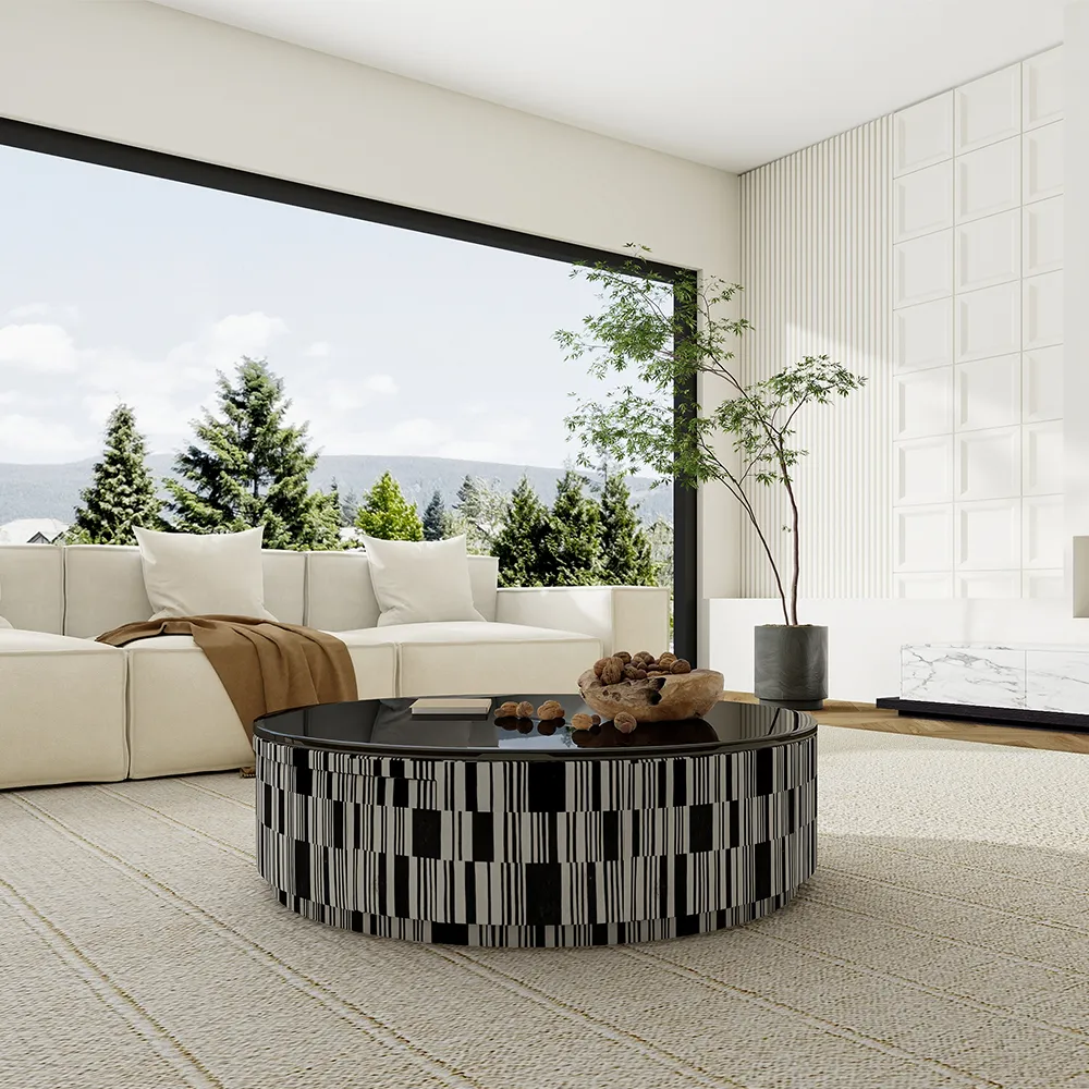 Modern Minimalist Round Black Coffee Table