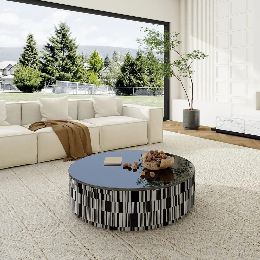 Modern Minimalist Round Black Coffee Table