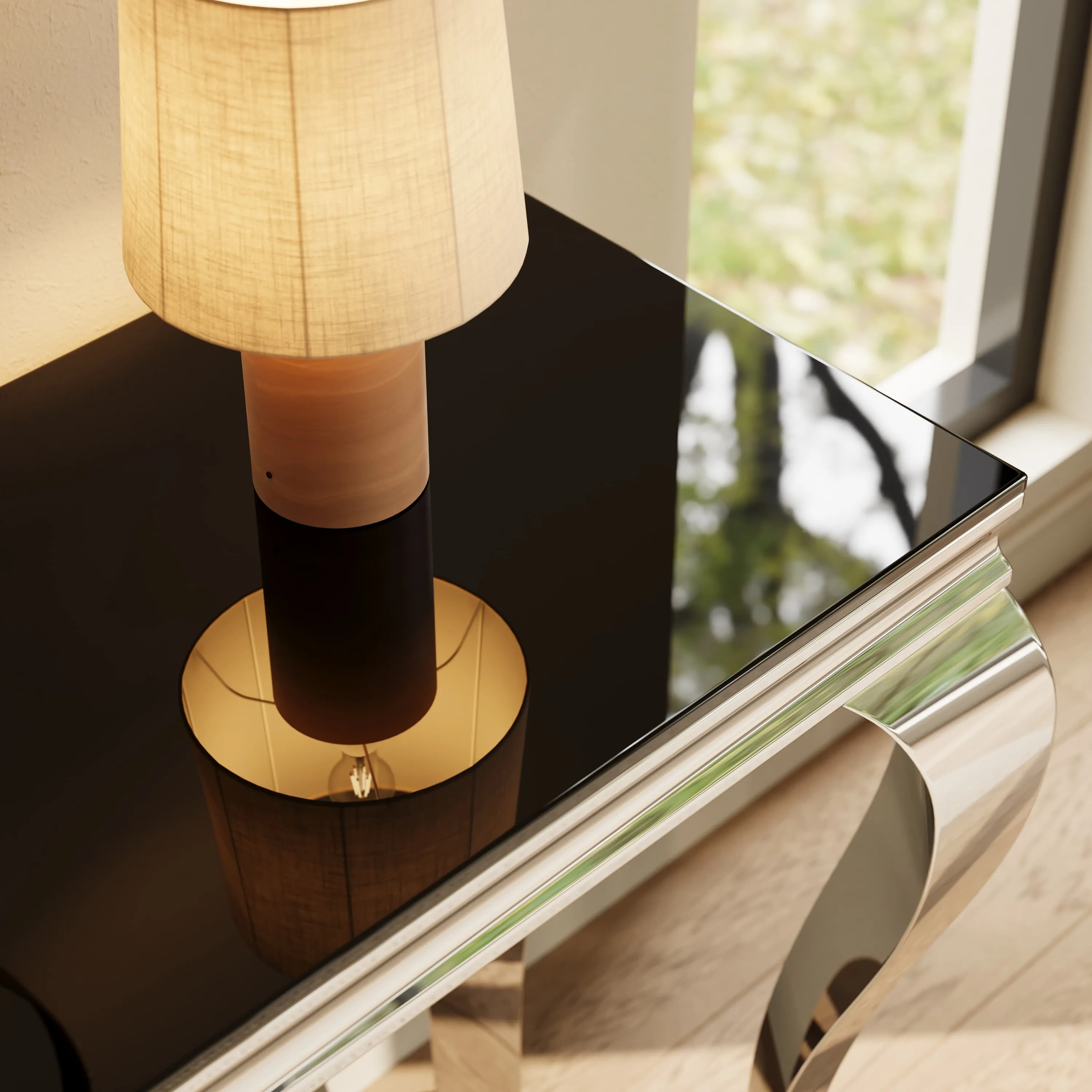 Luxury Rectangular Console Table with Glass Tabletop Luxury Rectangular Console Table with Glass Tabletop