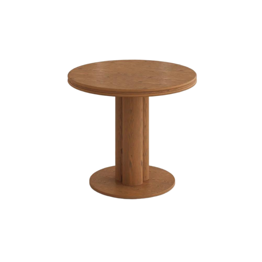 Round Wooden Small Dining Table with Pedestal Base