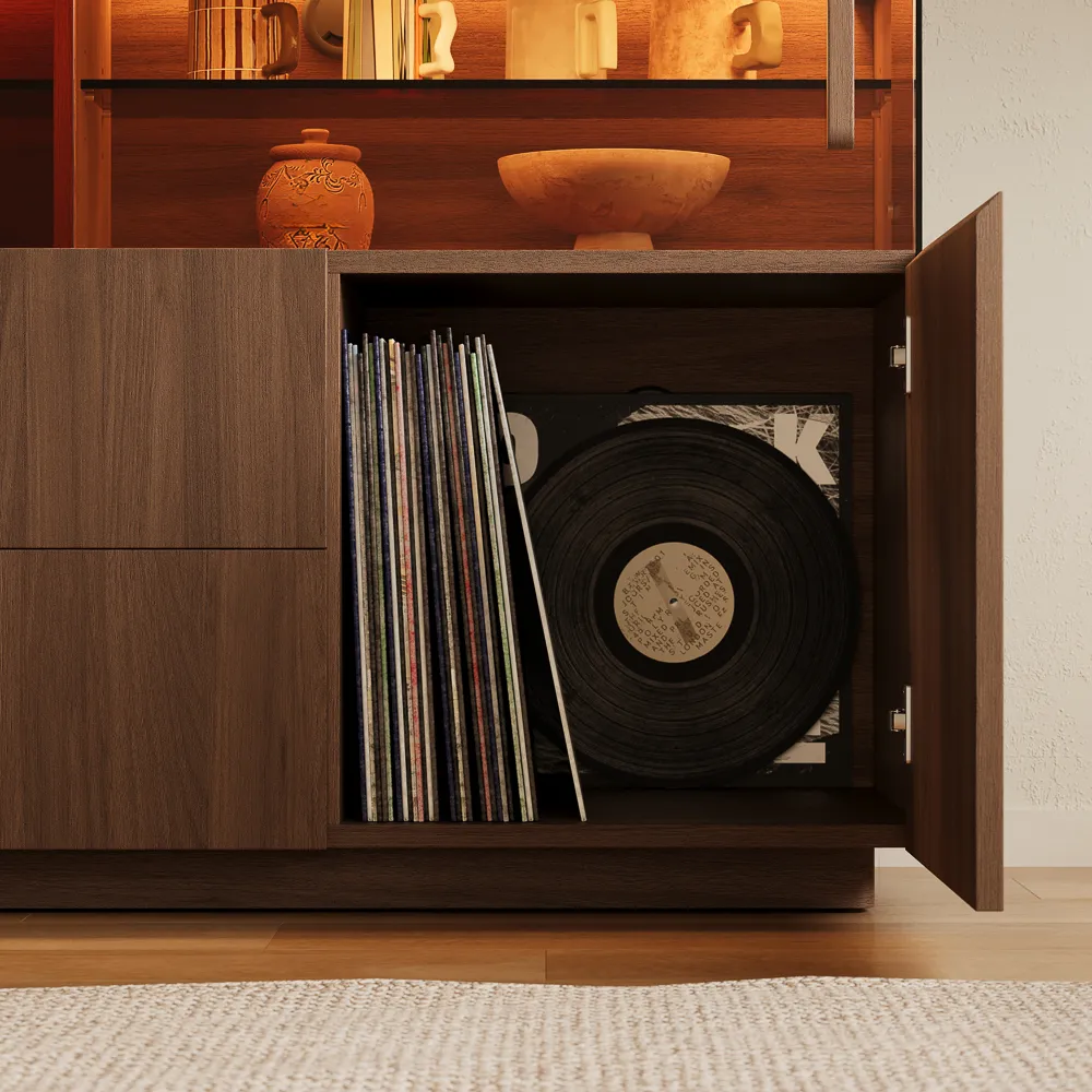LED Storage Credenza with Display Area