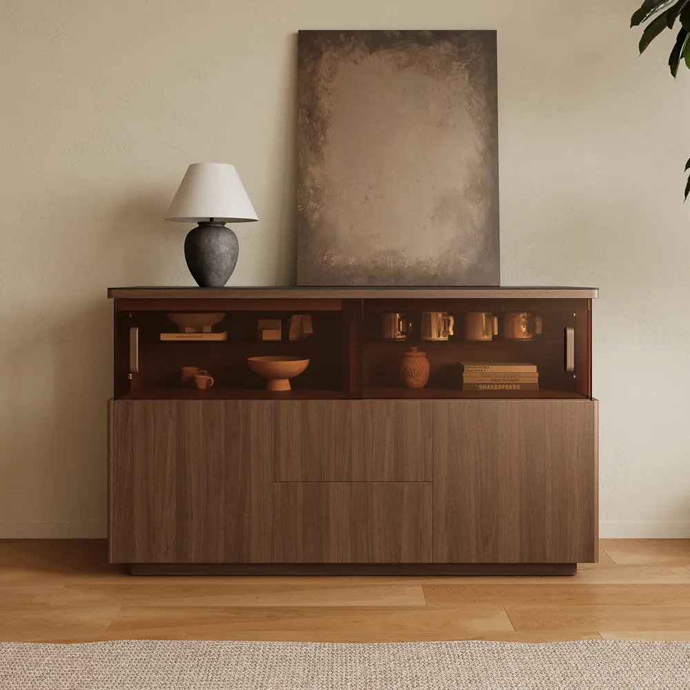 LED Storage Credenza with Display Area