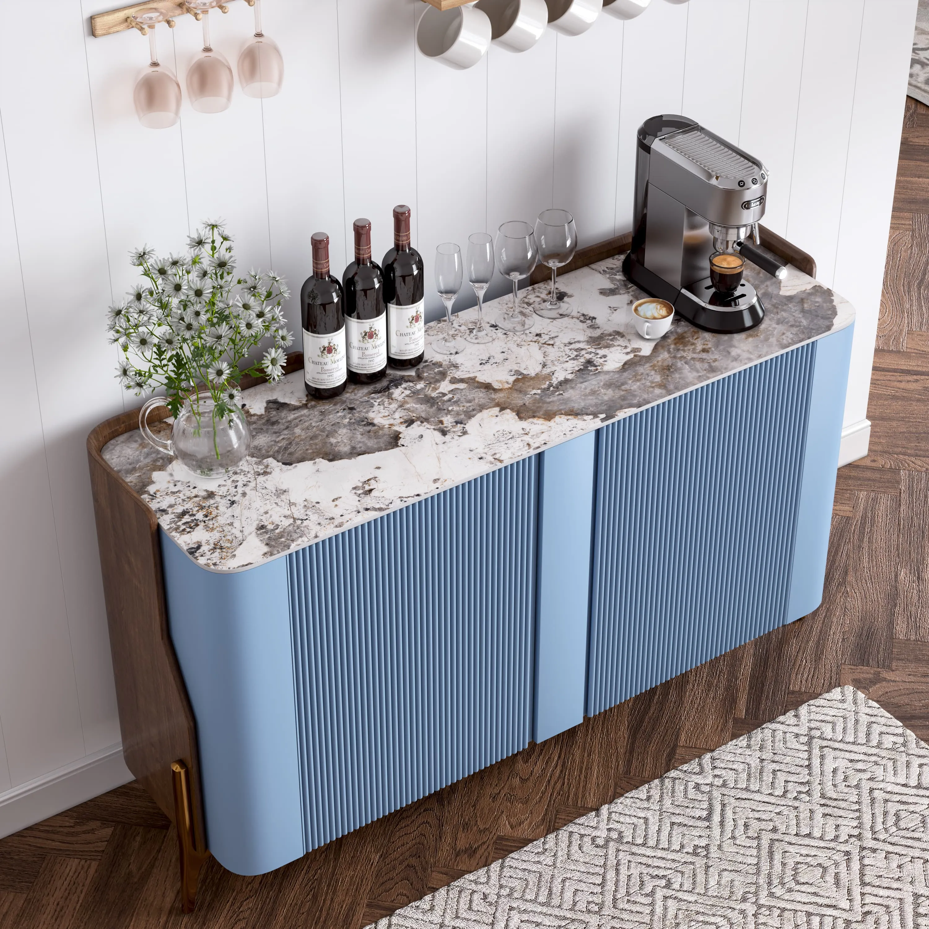 Modern Storage Cabinet with Pandora Sintered Stone Top Modern Storage Cabinet with Pandora Sintered Stone Top