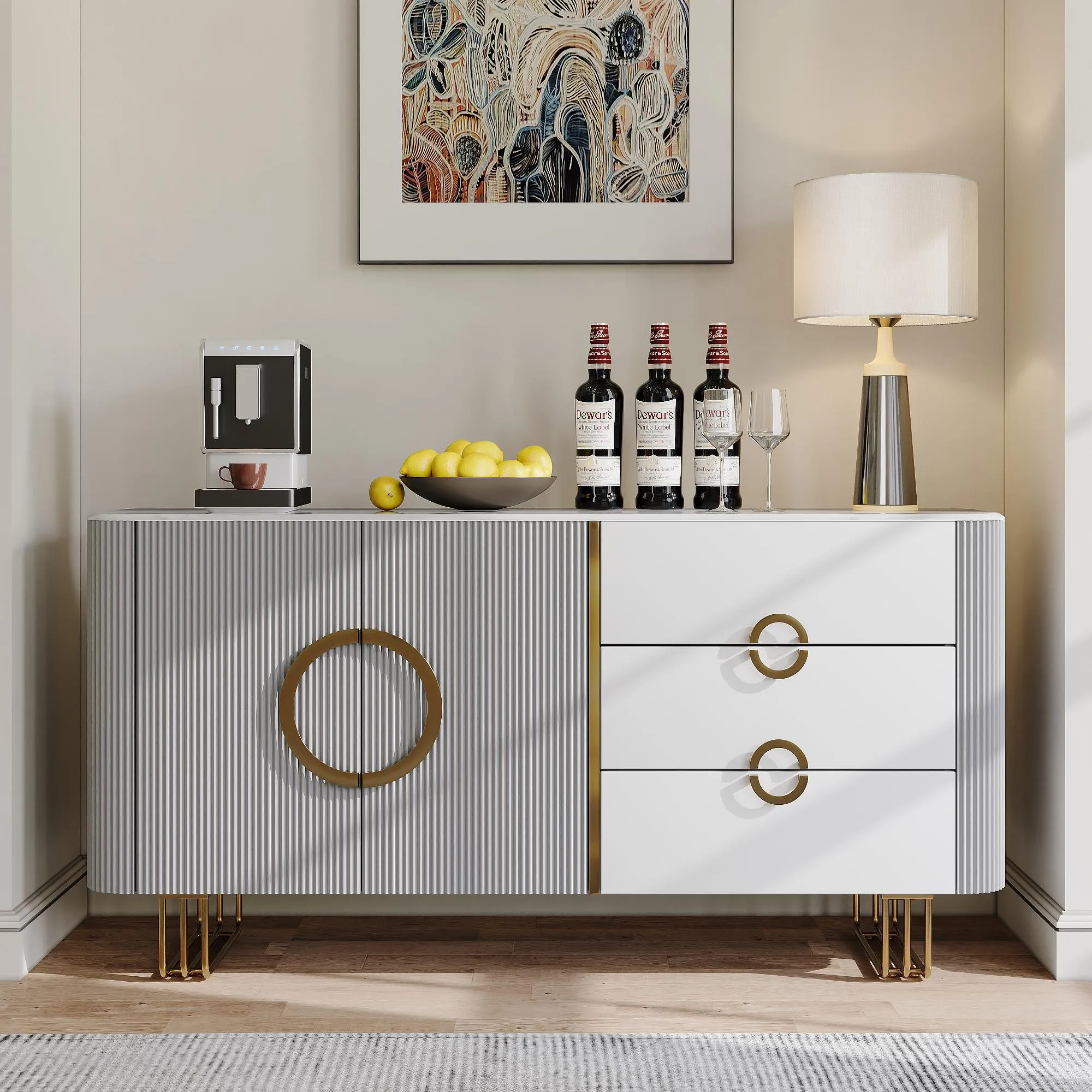 Modern Storage Cabinet with Sintered Stone Top