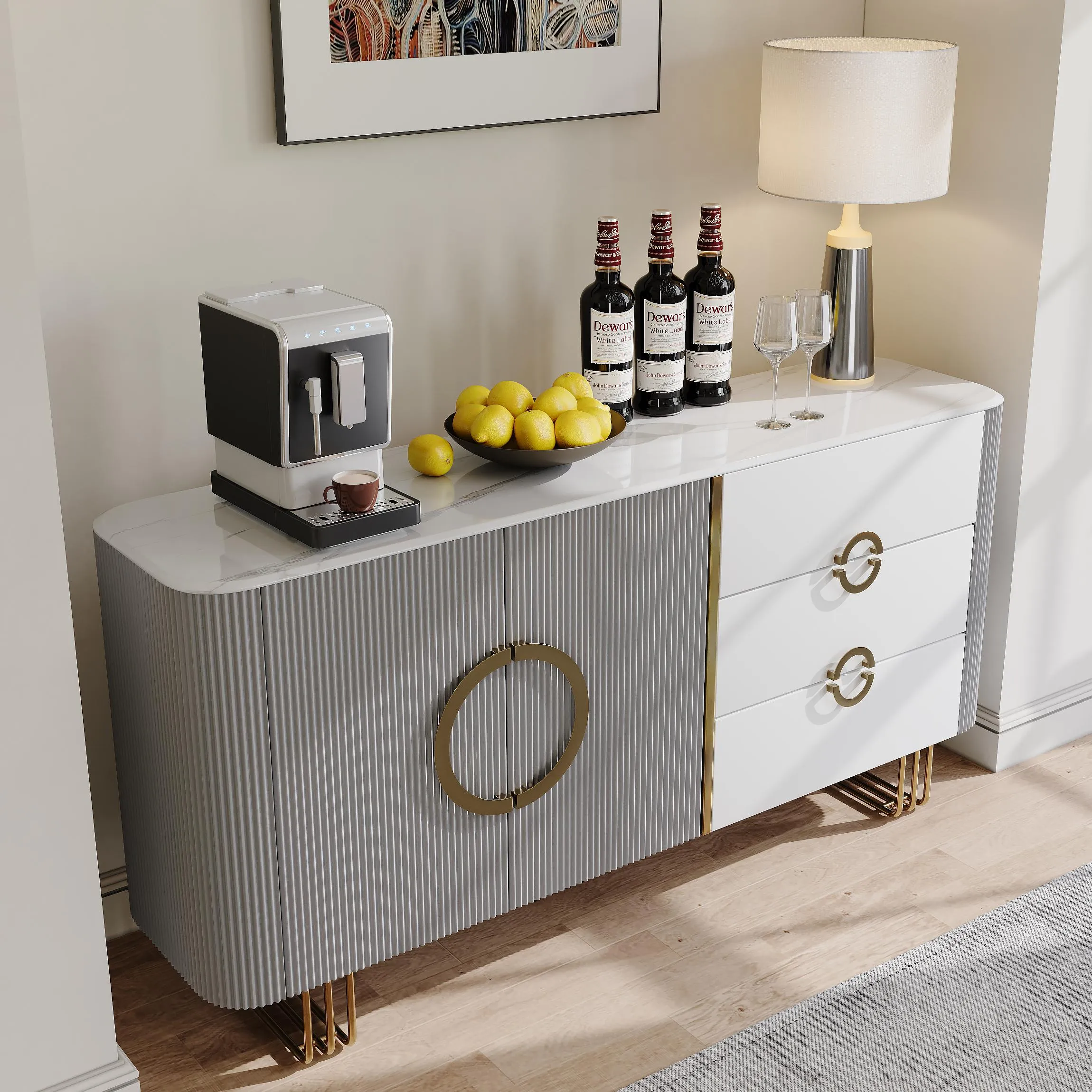 Modern Storage Cabinet with Sintered Stone Top